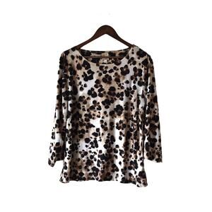 JM Collection Leopard Brown Blouse Size L